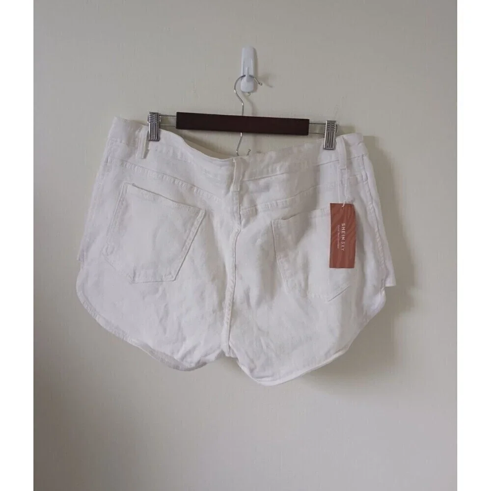 NWT Shein Skort SXY Curve Denim Side Zip Casual Ivory Size 3XL‎